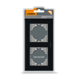 Frame black glass for 2 places horizontal VIDEX BINERA VF-BNFRG2H-B