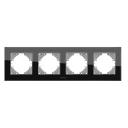 Frame black glass for 4 places horizontal VIDEX BINERA