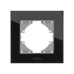 Frame black glass single horizontal VIDEX BINERA VF-BNFRG1H-B