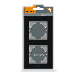 Frame black glass for 2 places vertical VIDEX BINERA