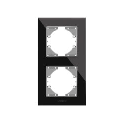 Frame black glass for 2 places vertical VIDEX BINERA