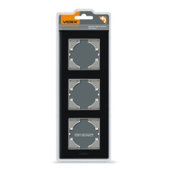 Frame black glass for 3 places vertical VIDEX BINERA