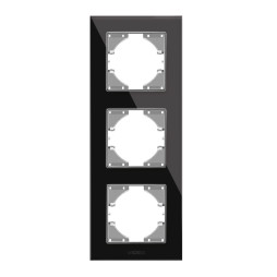 Frame black glass for 3 places vertical VIDEX BINERA