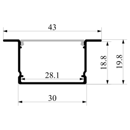 Aluminum profile for LED strip AL-54 2 meters black mortise "Some deformation" LEDUA