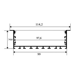 Aluminum profile for LED strip AL-42 2 meters anodized mortise/suspended "Abrasions" LEDUA