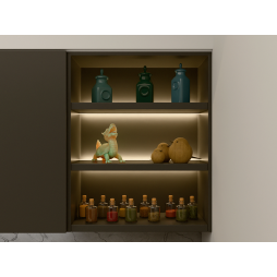 LED lamp for furniture shelves "N38-600" 600mm 12V 7.8W 3500K warm white light black body black wire 2m LEDUA