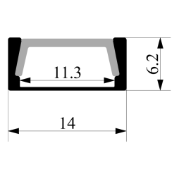 Aluminum profile for LED strip AL-02-2 anodized surface-mounted 190 mm LEDUA