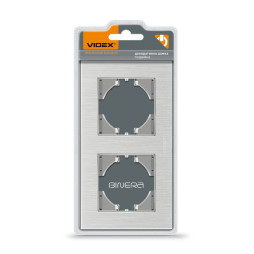 Frame silver aluminum for 2 places horizontal VIDEX BINERA VF-BNFRA2H-SL