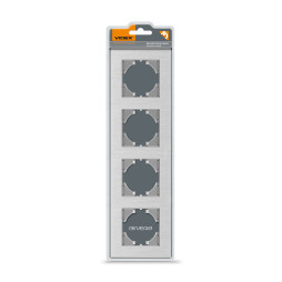 Frame silver aluminum for 4 places horizontal VIDEX BINERA VF-BNFRA4H-SL