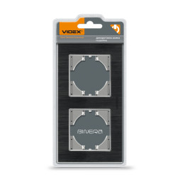 Frame black aluminum for 2 places horizontal VIDEX BINERA VF-BNFRA2H-B