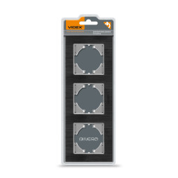 Frame black aluminum for 3 places horizontal VIDEX BINERA