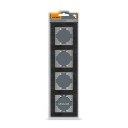 Frame black aluminum for 4 places horizontal VIDEX BINERA