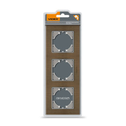 Chocolate aluminum frame for 3 places horizontal VIDEX BINERA