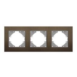 Chocolate aluminum frame for 3 places horizontal VIDEX BINERA