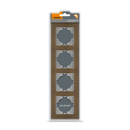 Chocolate aluminum frame for 4 places horizontal VIDEX BINERA