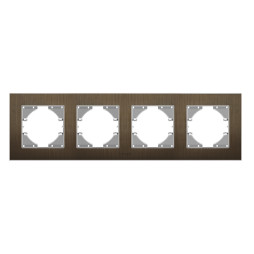 Chocolate aluminum frame for 4 places horizontal VIDEX BINERA