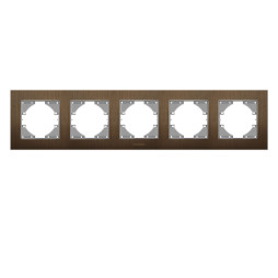 Chocolate aluminum frame for 5 places horizontal VIDEX BINERA