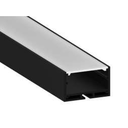 Aluminum profile for LED strip AL-23 2 meters black hanging, surface-mounted LEDUA