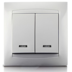 Вимикач 2-й + LED підсвітка  LEMANSO Сакура білий   LMR1007