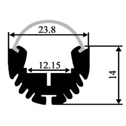Aluminum profile for LED strip AL-08 2 meters anodized hanging LEDUA