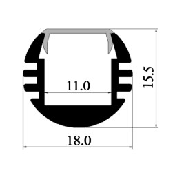 Aluminum profile for LED strip AL-08-1 1 meter anodized hanging LEDUA