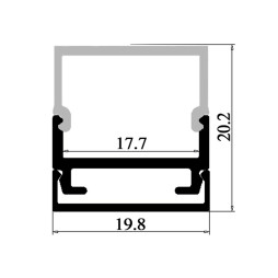 Aluminum profile for LED strip AL-11 2 meters anodized overhead LEDUA