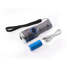 Flashlight-manual Small Sun R840/1812C-XPE, micro USB charger, 1x16340, “POLICE” strap