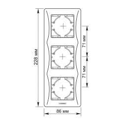 Silver silk frame 3-seater vertical VIDEX BINERA