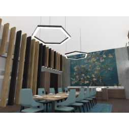 LED lamp pendant, ceiling "Hexagon" 220V 108W 13000Lm 3500k 500*6 driver from the outside black LEDUA