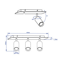 Surface-mounted swivel lamp Feron ML311-3 under the lamp, black