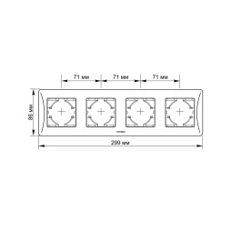 Frame silver silk for 4 places horizontal VIDEX BINERA VF-BNFR4H-SS