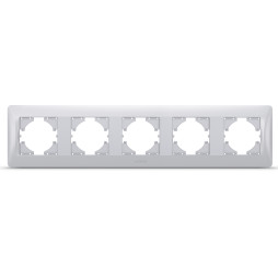 Frame silver silk for 5 places horizontal VIDEX BINERA VF-BNFR5H-SS