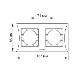 Frame black graphite for 2 places horizontal VIDEX BINERA VF-BNFR2H-BG