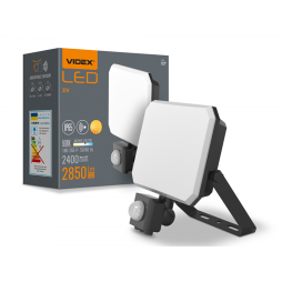 LED spotlight F3 30W 5000K with motion sensor 220V Black VLE-F3-0305B-S VIDEX