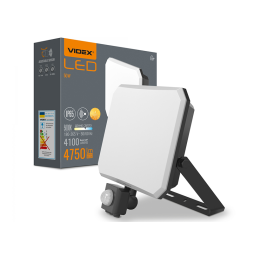 LED Floodlight F3 50W 5000K with Motion Sensor 220V Black VLE-F3-0505B-S VIDEX