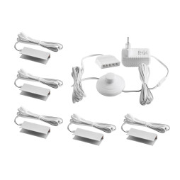 Set of aluminum LED clips for lighting glass shelves with foot switch 5pcs 220V white light, white wire LEDUA
