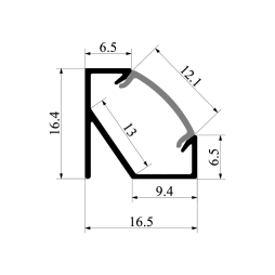 Aluminum profile for LED strip AL-103 2 meters black corner LEDUA