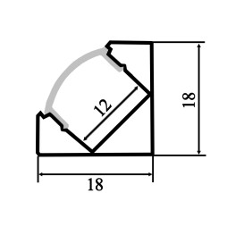Aluminum profile for LED strip AL-07 1 meter anodized corner LEDUA
