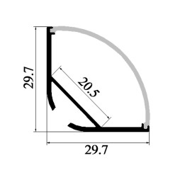 Aluminum profile for LED strip AL-06-1 1 meter anodized corner hanging LEDUA
