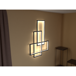 LED wall lamp "Trio" 220V, 400*650 black body 32W 4500K+power supply 60W LEDUA