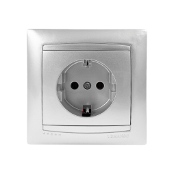 Socket 1-a with grounding Sakura silver LMR1321 Lemanso