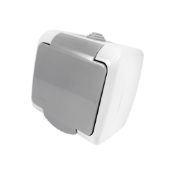 Surface socket 1-way with grounding + cover Nemo gray LMR2408 Lemanso