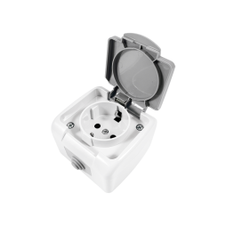 Surface socket 1-way with grounding + cover Nemo gray LMR2408 Lemanso