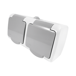 Surface socket 2-way with grounding + cover Nemo gray LMR2409 Lemanso