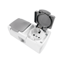 Surface socket 2-way with grounding + cover Nemo gray LMR2409 Lemanso