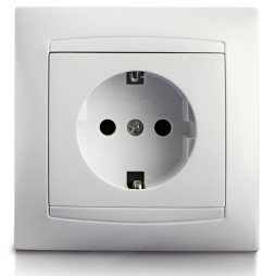 Розетка  кераміка 1-на з заземленням LEMANSO Сакура біла LMR1016