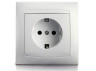 Розетка  кераміка 1-на з заземленням LEMANSO Сакура біла LMR1016