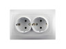 Розетка  кераміка 2-на з заземленням LEMANSO Сакура біла  LMR1018
