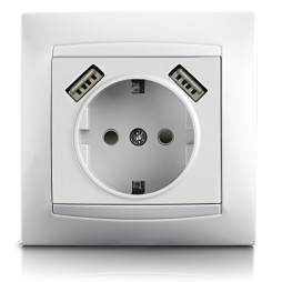 1-way socket with grounding + 2 USB sockets LEMANSO Sakura white LMR1039