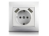 1-way socket with grounding + 2 USB sockets LEMANSO Sakura white LMR1039